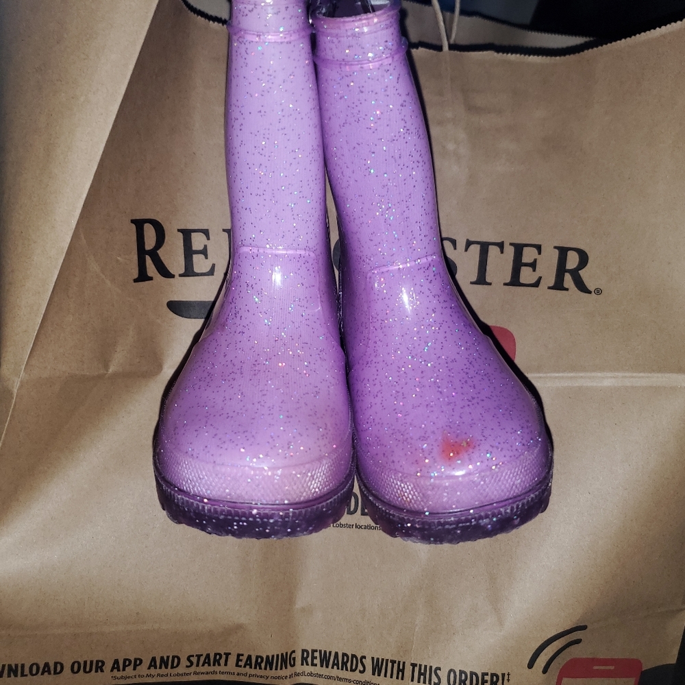 Kids sparkly rain boots